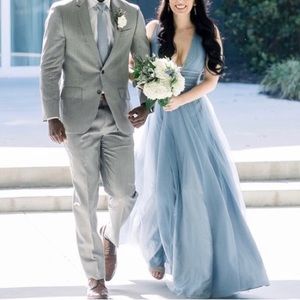 Azazie Dusty Blue Katana Dress Size 0